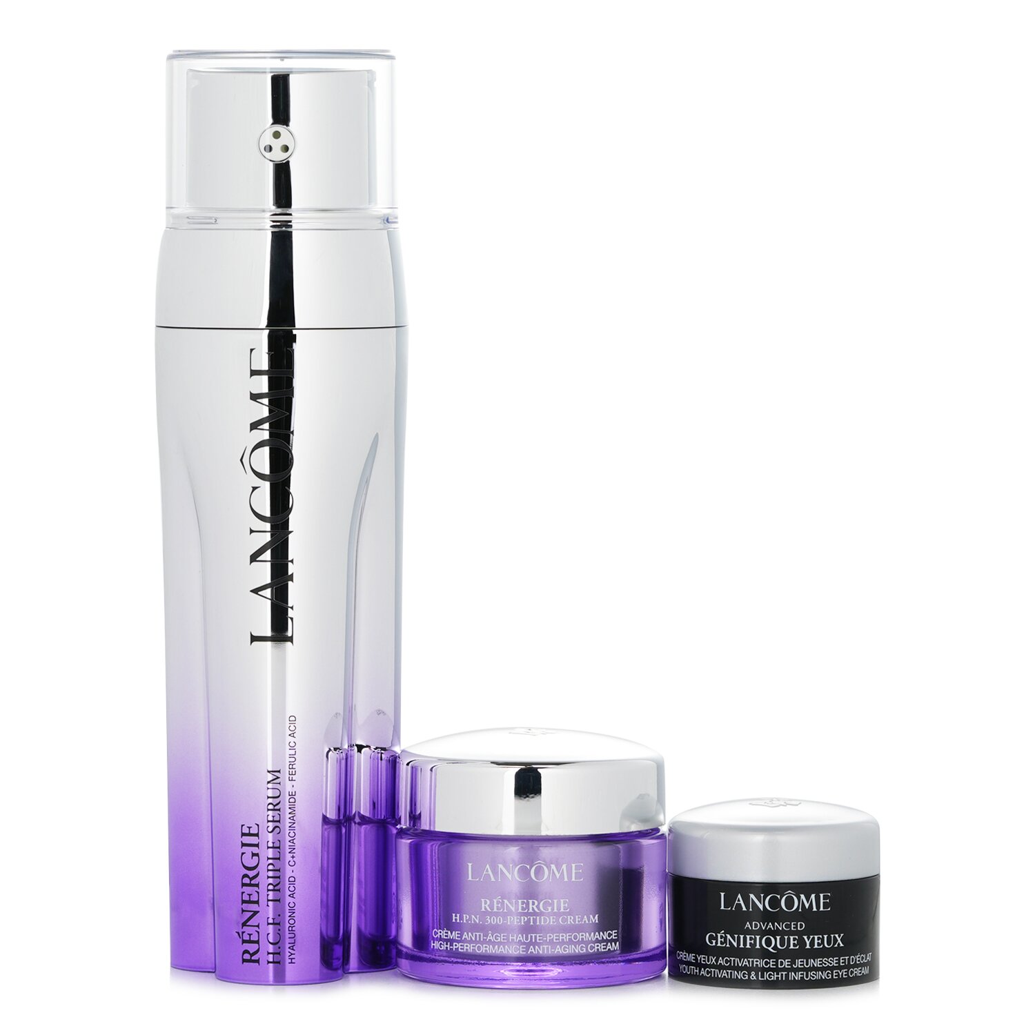 Lancome Renergie and Genifique Skincare Set: Renergie H.C.F. Triple Serum 50ml + Renergie H.P.N. 15ml + Genifique Eye Cream 5ml 3pcs