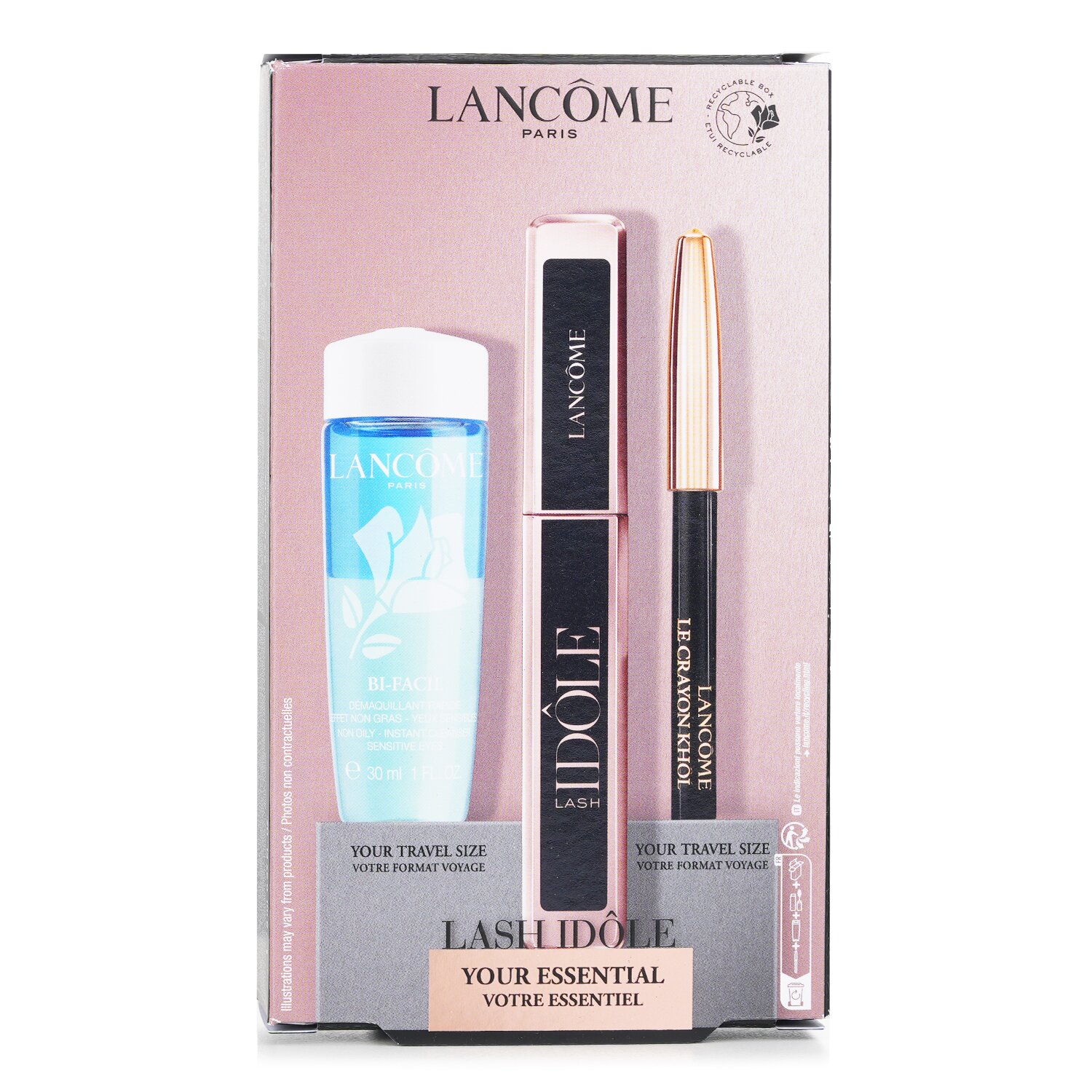 Lancome Lash Idole Mascara Set: Volumizing Mascara 8ml + Le Crayon Khol 3pcs