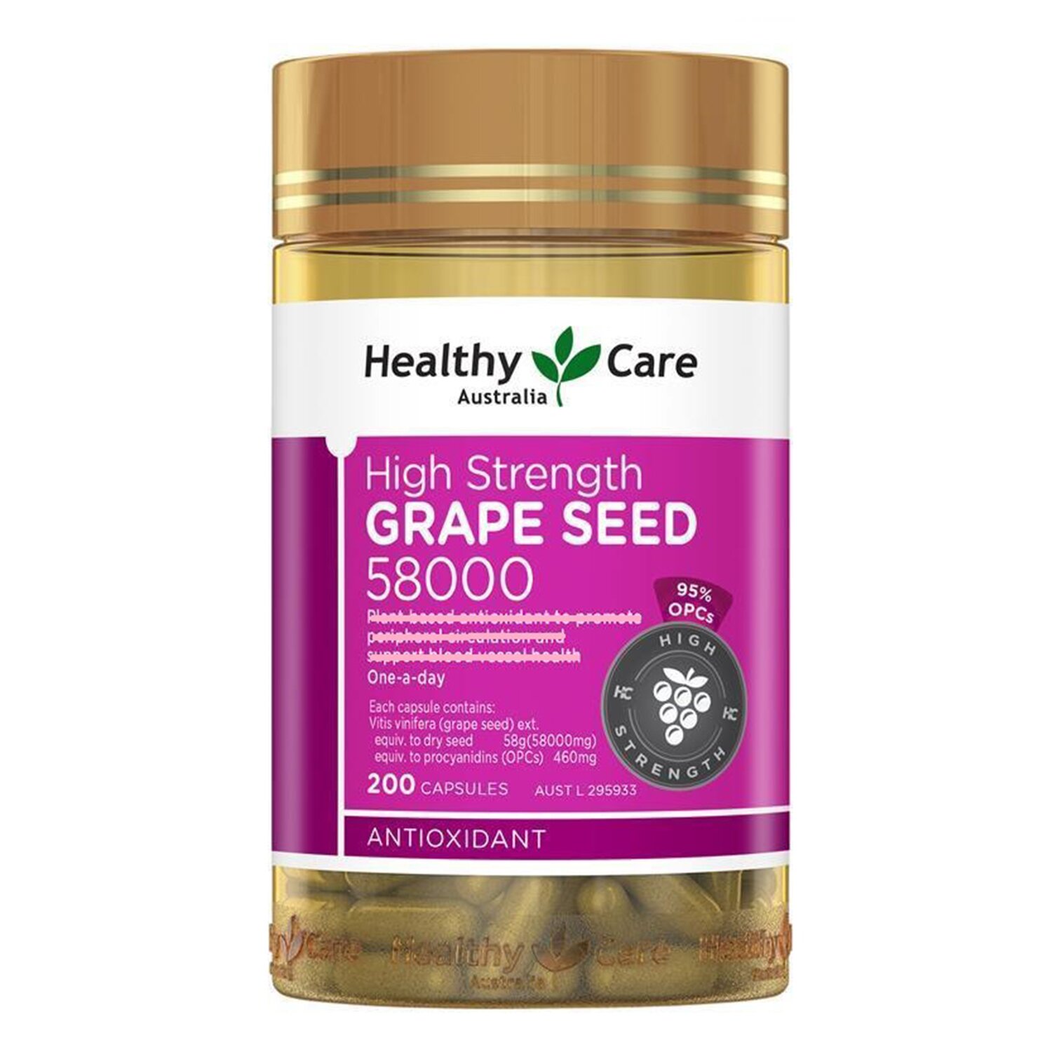 헬시 케어 Healthy Care High Strength Grape Seed 58000mg 200 capsules