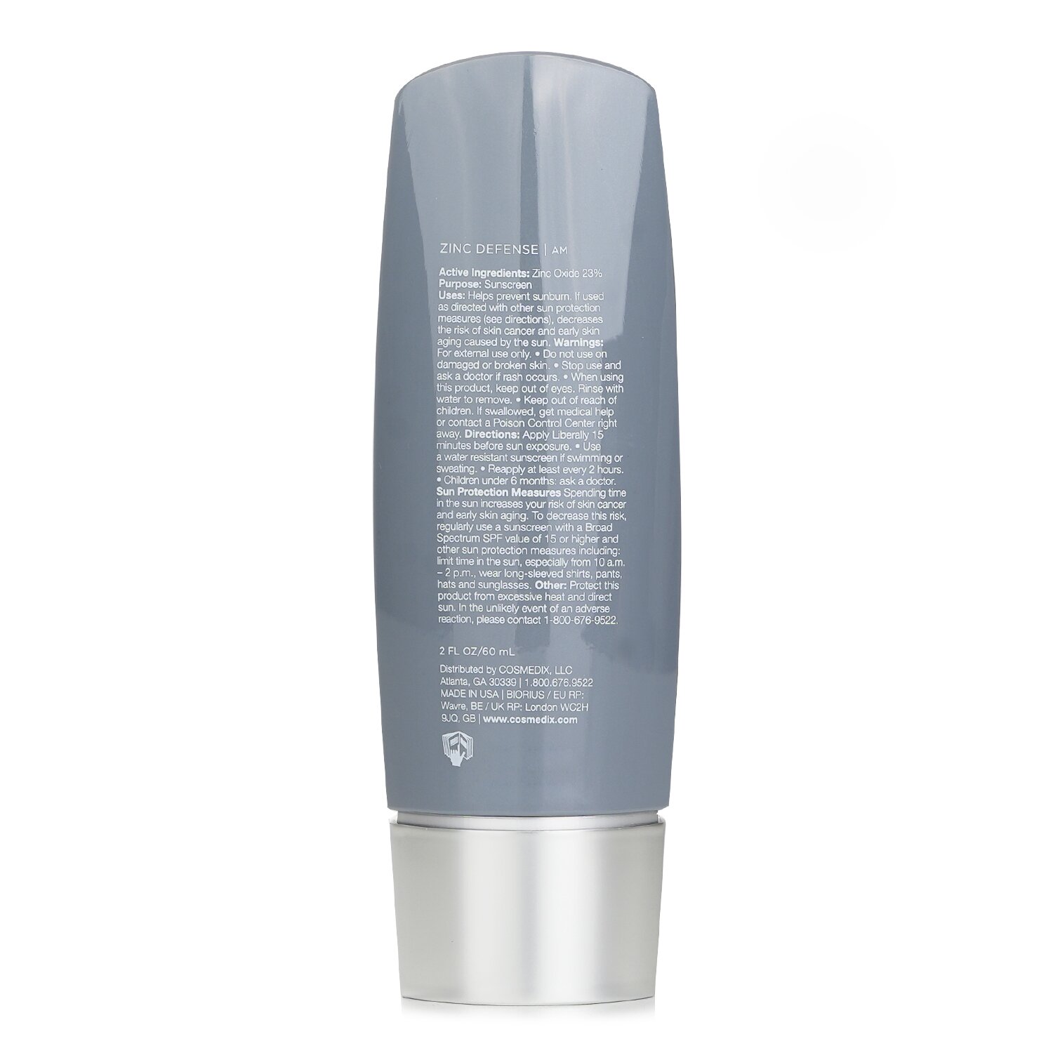 CosMedix Zinc Defense Mineral Sunscreen Broad Spectrum SPF 50 60ml/2oz