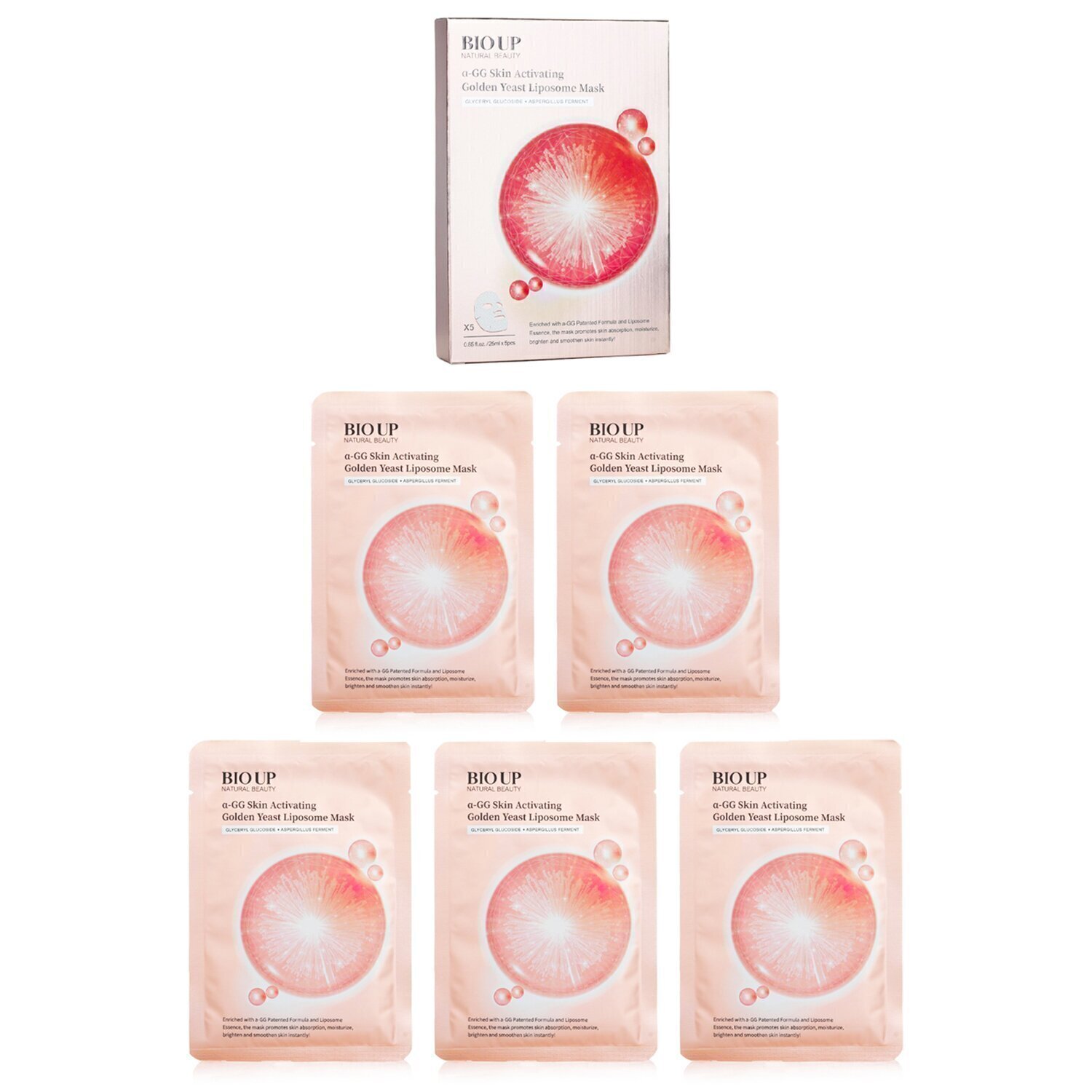 Natural Beauty (For SGSG) BIO UP a-GG Skin Activating Golden Yeast Liposome Mask 5 x 25ml/0.84oz
