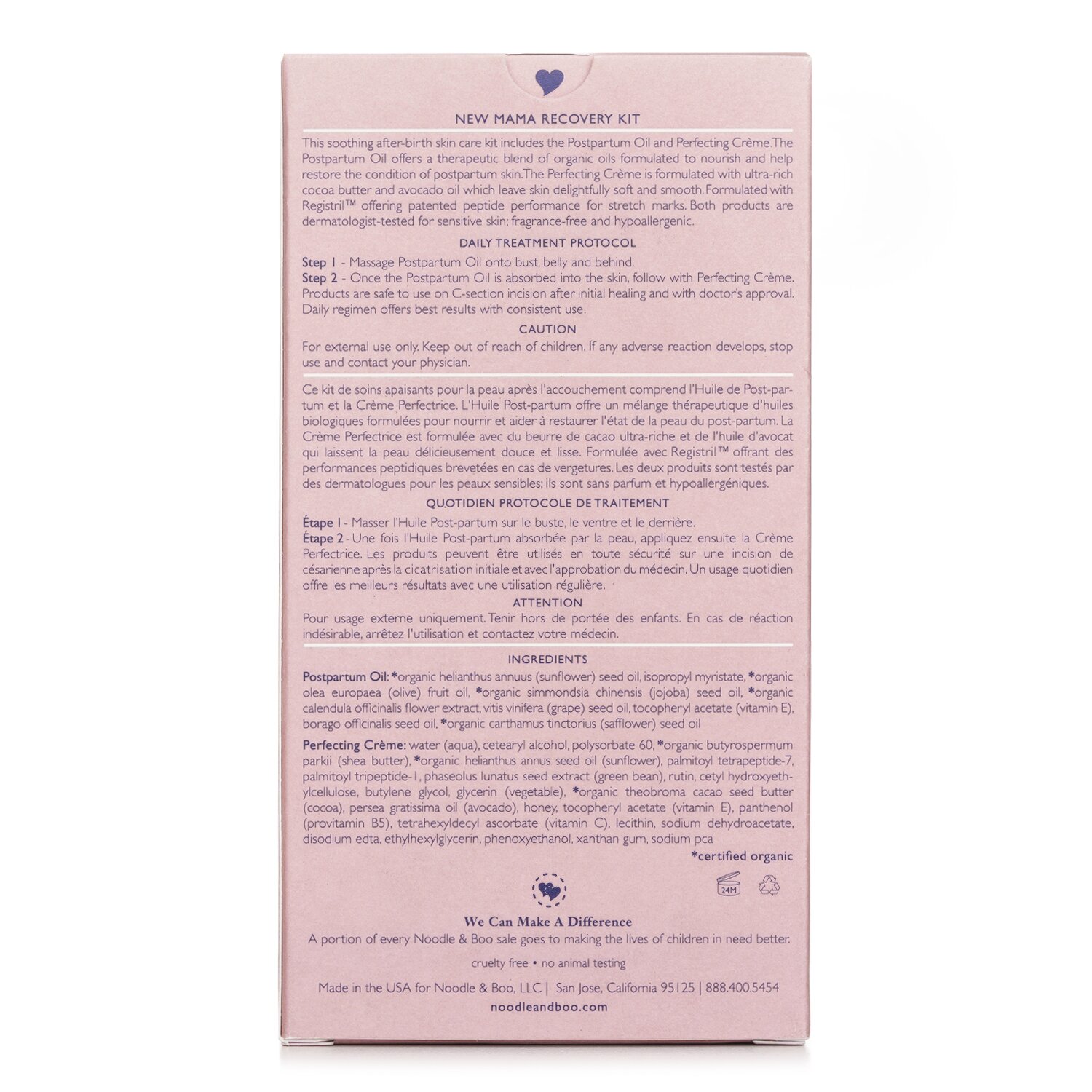 Noodle & Boo New Mama Recovery Kit: Perfecting Cream 136g + Postpartum Oil 207ml 2pcs