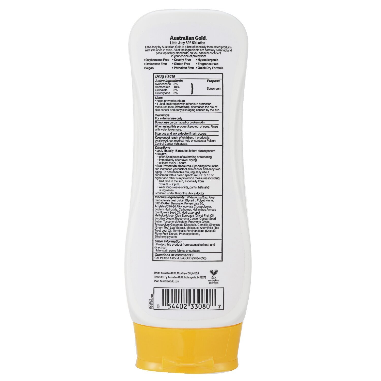Australian Gold Little Joey Lotion Sunscreen SPF 50 (Sensitive Sun Protection) 237ml/8oz