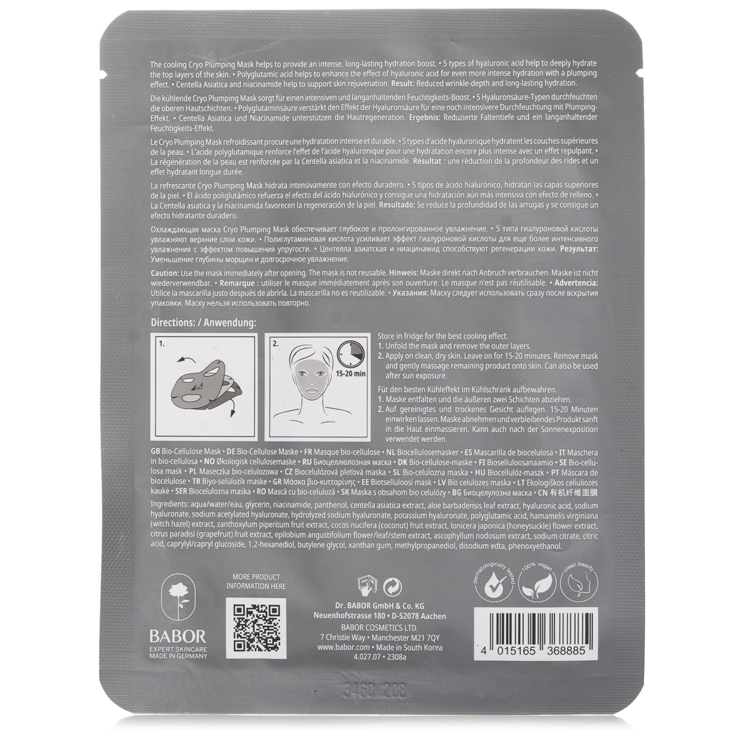 Babor Cryo Plumping Mask 1pc