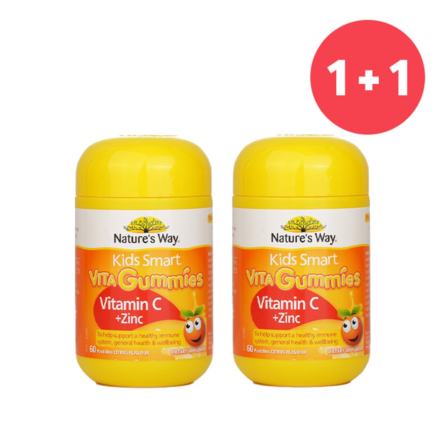 NATURE'S WAY 佳思敏  【1+1套裝】佳思敏 Kids Smart兒童維生素C+鋅軟糖 60粒 2pcs