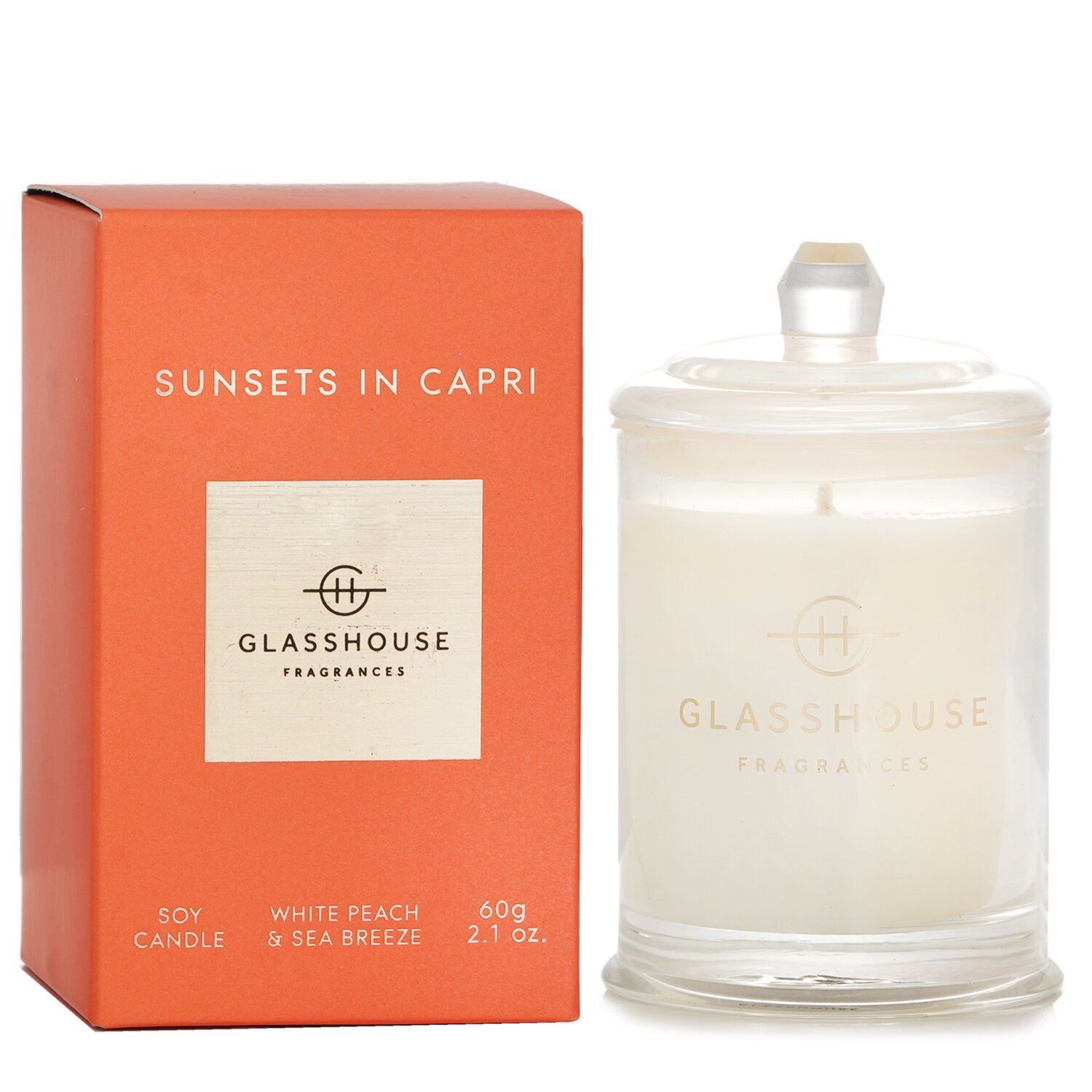 Glasshouse Soy Candle - Sunsets in Capri (White Peach & Sea Breeze) 60g/2.1oz