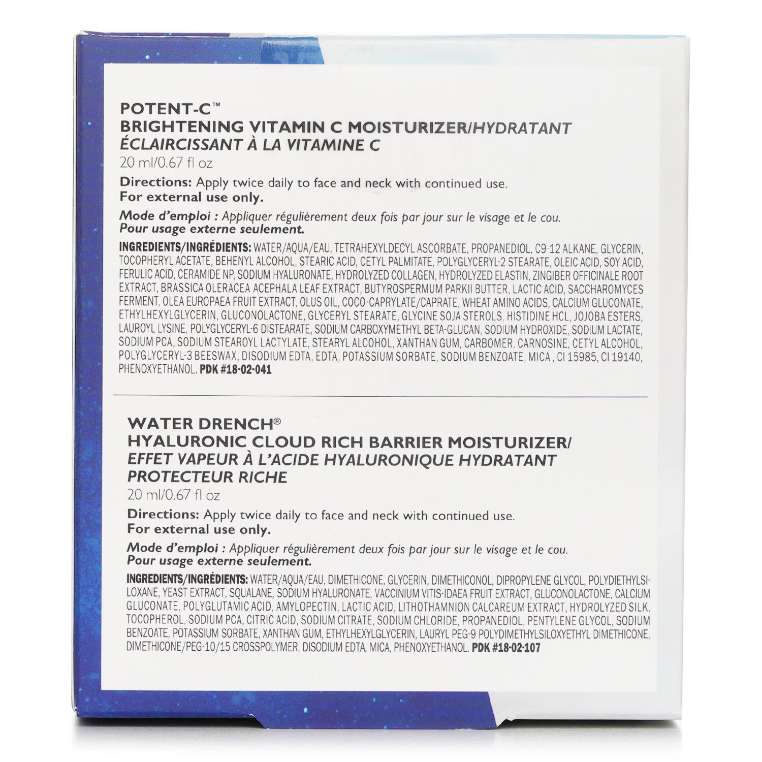 Peter Thomas Roth Day & Night Moisture Must Haves Kit: Porent C Vitamin C Moisturizer 20ml+Water Drerch Rich Barrier Moisturizer 20ml 2pcs