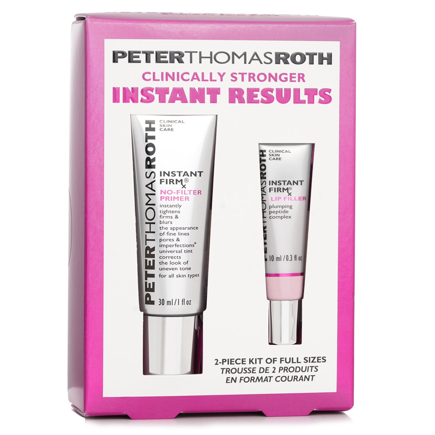 Peter Thomas Roth Clinically Stronger Instant Results Fulll Size 2 Piece Kit: Instant Firm No Filter Primer 30ml+Lip Filter 10ml 2pcs