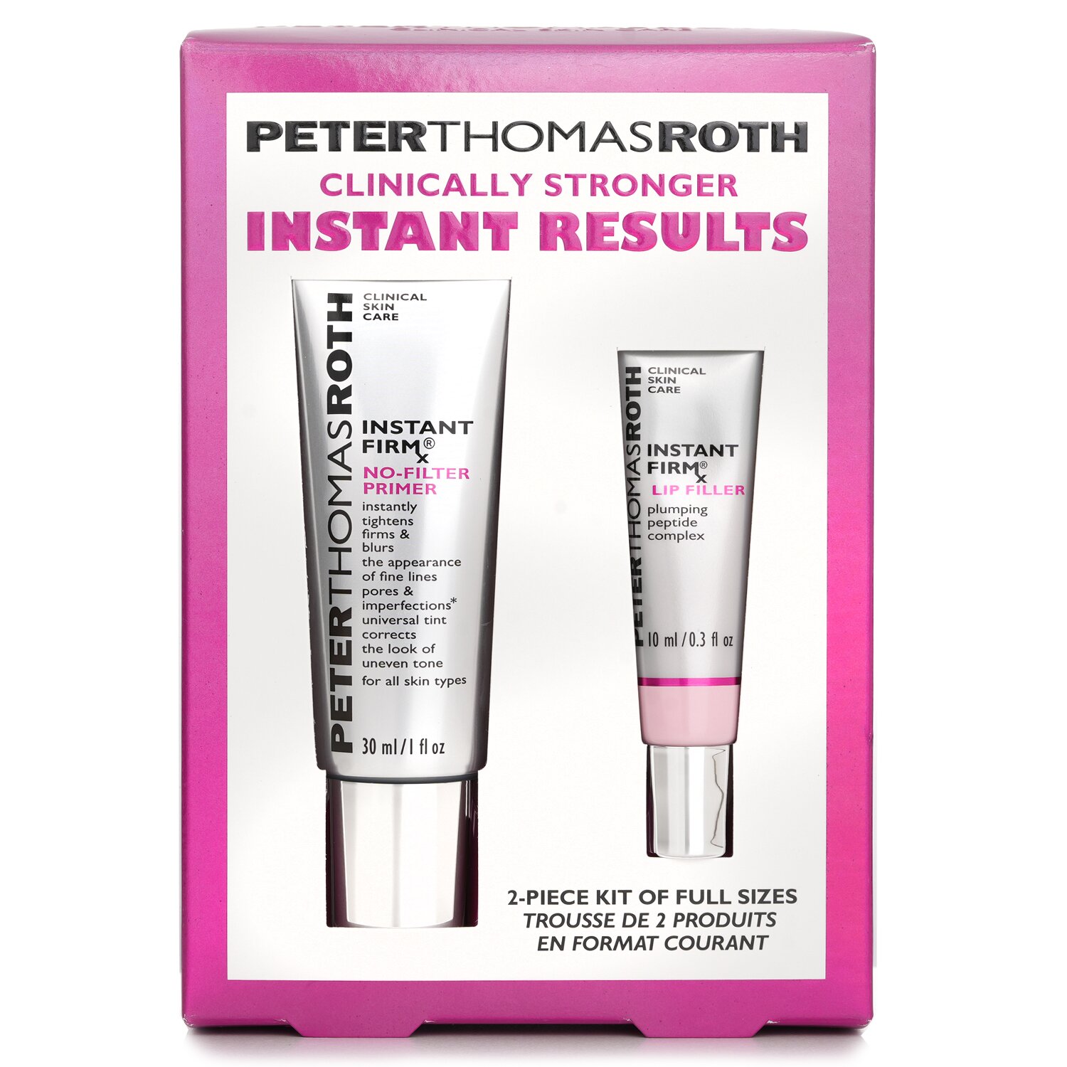 Peter Thomas Roth Clinically Stronger Instant Results Fulll Size 2 Piece Kit: Instant Firm No Filter Primer 30ml+Lip Filter 10ml 2pcs