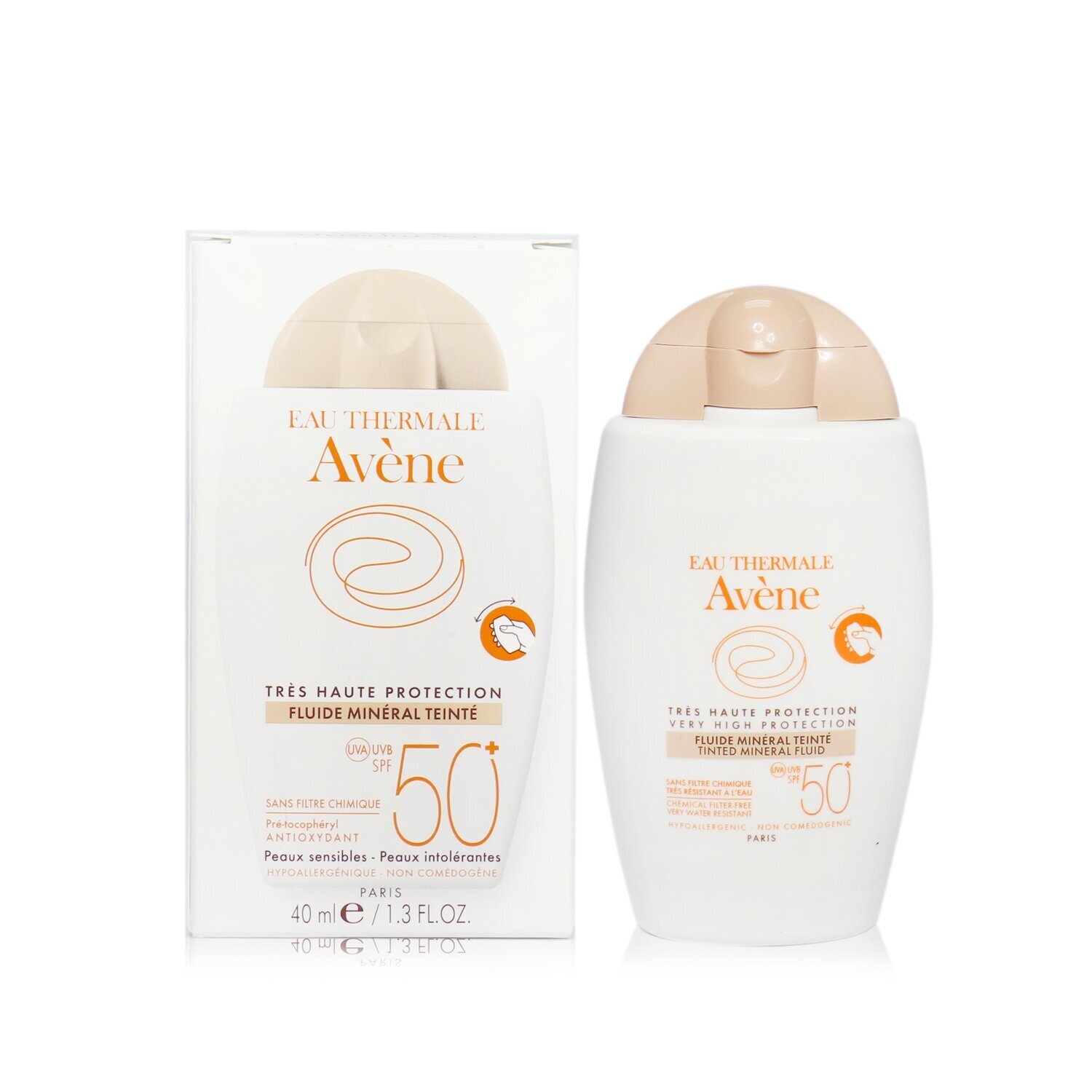 Avene Very High Protection Tinted Mineral Fluid SPF 50+ - สำหรับผิวบอบบางและแพ้ง่าย 40ml/1.3oz
