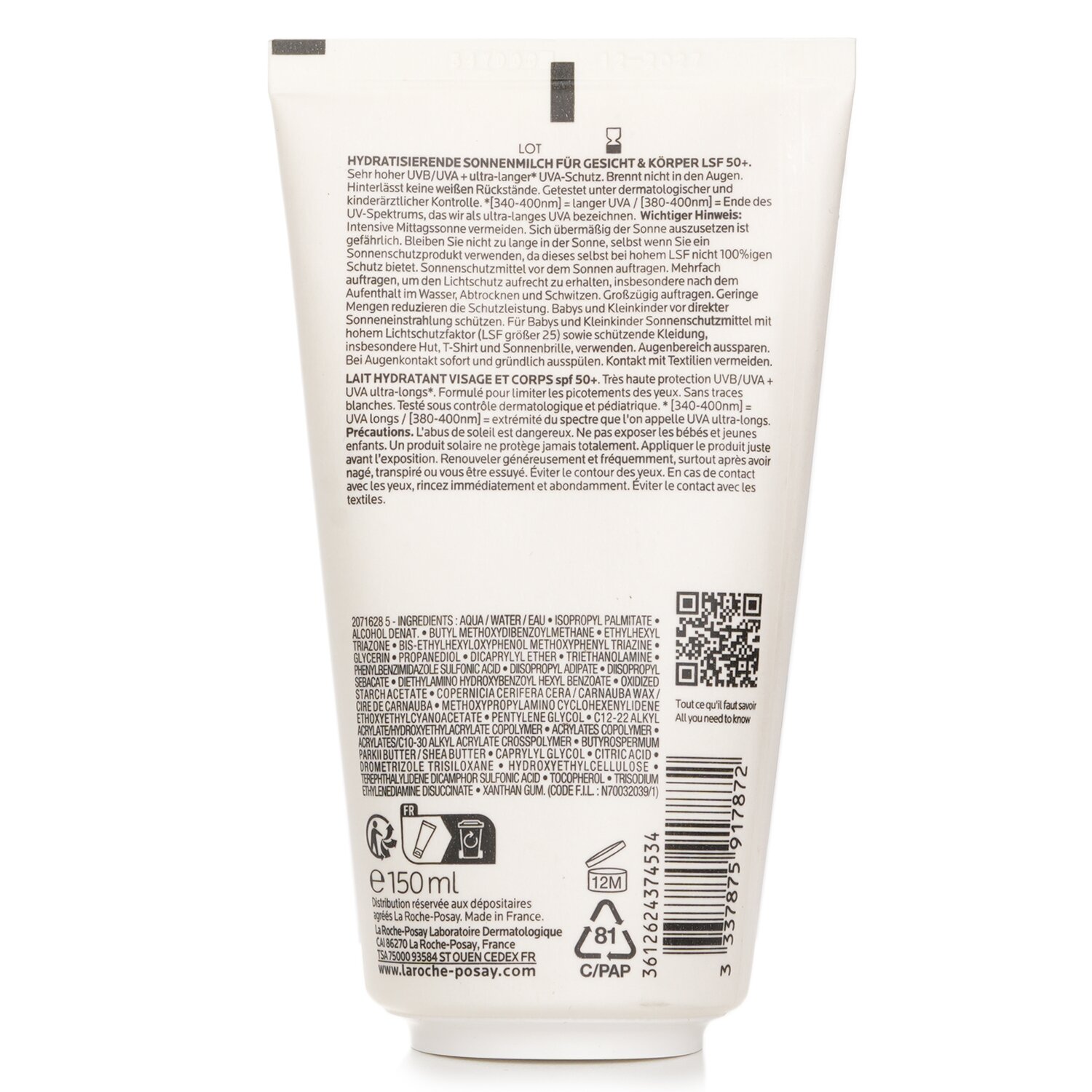 La Roche Posay Anthelios UVmune 400 Moisturizing Milk SPF 50 (For Face And Body) 150ml