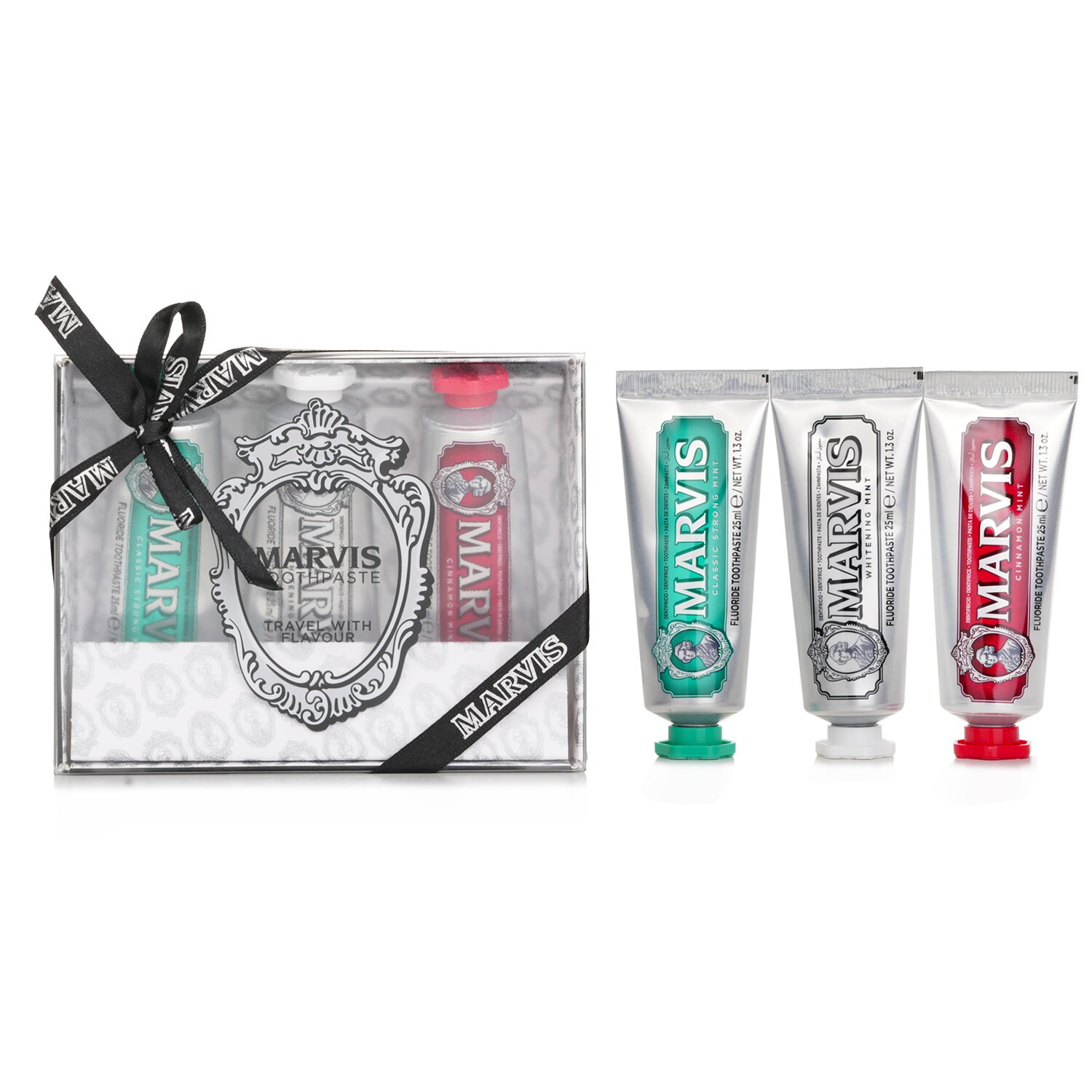 Marvis 3 Flavours Box: 1xClassic Strong Mint Toothpaste+1xWhitening Mint Toothpaste+1xCinnamon Mint Toothpaste 3pcs
