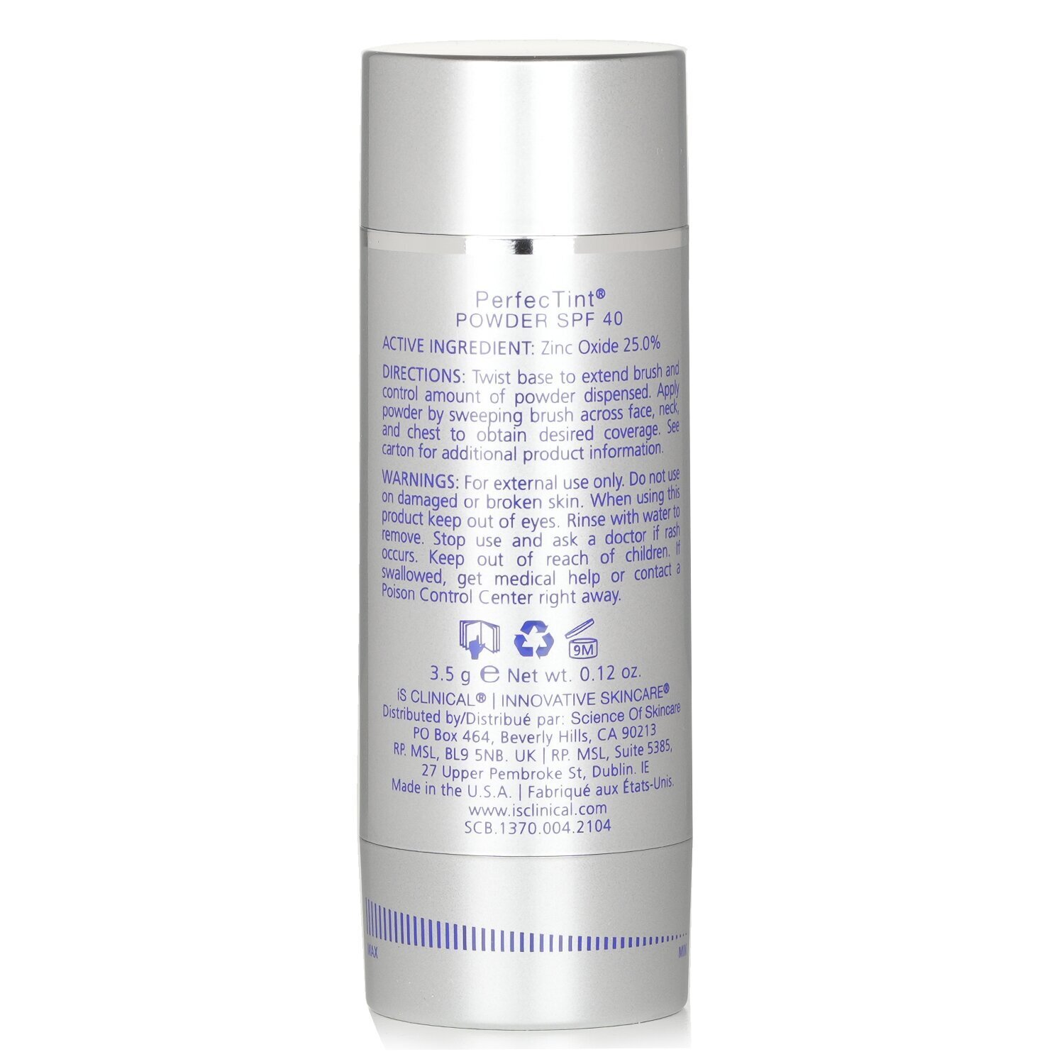 IS Clinical Perfectint Powder SPF 40 Sunscreen Beige (1 Brush + 2 Powder Cartridges) (Unboxed) 3.5g/0.12oz