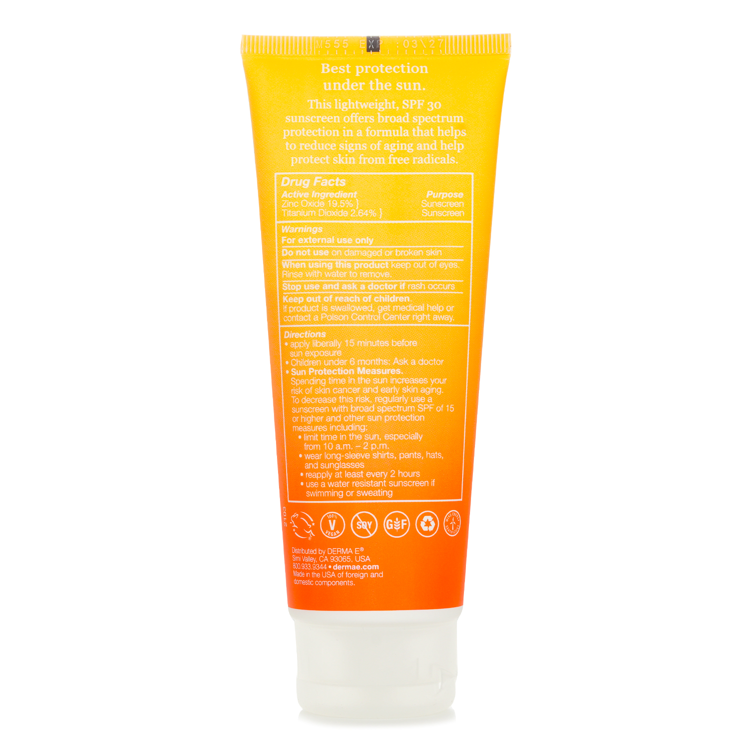 Derma E Sun Defense Clear Zinc Sunscreen SPF30 For Body 113g