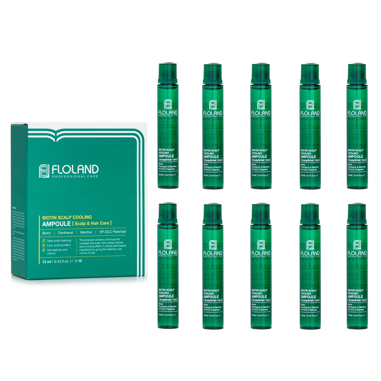 Floland Biotin Scalp Cooling Ampoule (For Scalp & Hair Care) (Exp. Date 30 Nov 2025) 10x13ml/0.43oz