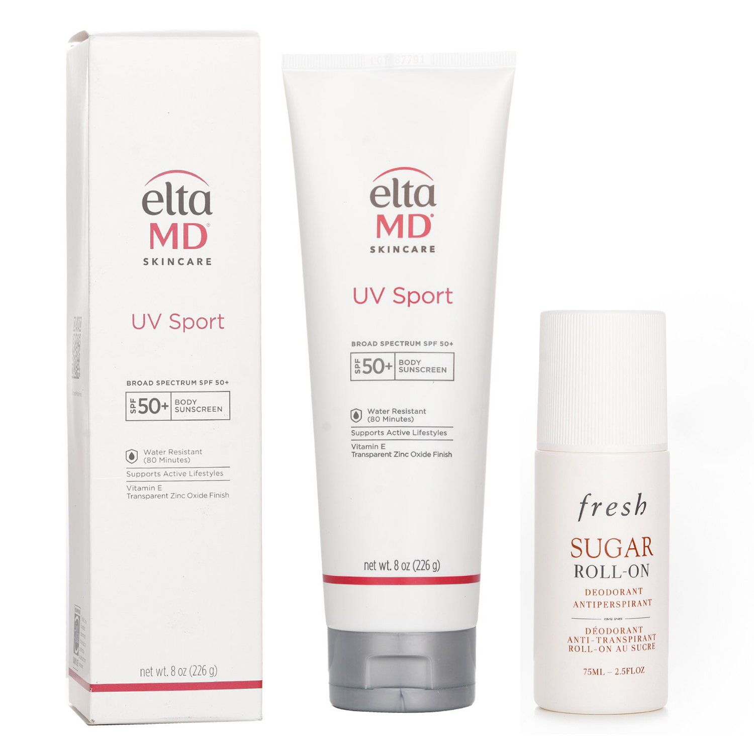 Fresh Fresh Sugar Roll-On Deodorant 75ml X EltaMD UV Sport Broad Spectrum SPF 50 226g 2pcs
