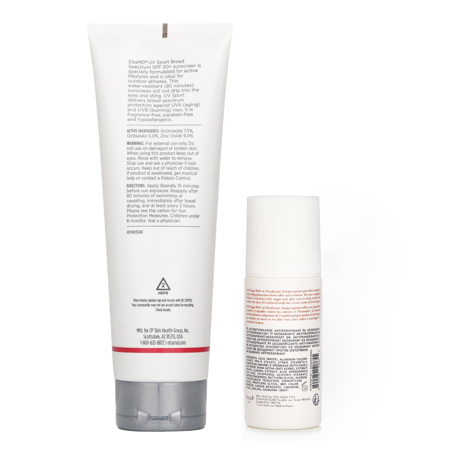 Fresh Fresh Sugar Roll-On Deodorant 75ml X EltaMD UV Sport Broad Spectrum SPF 50 226g 2pcs