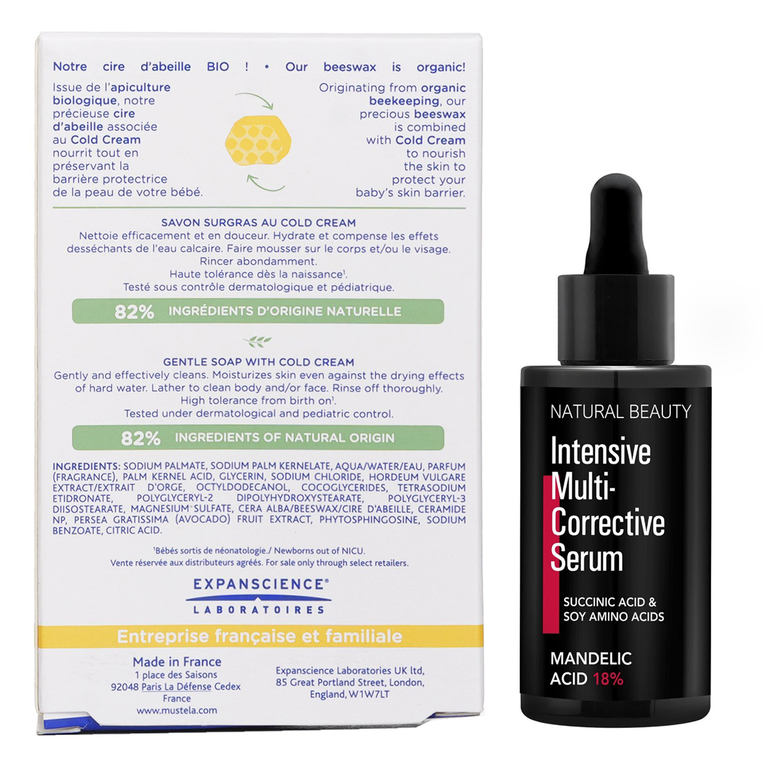 Mustela Mustela Gentle Soap With Cold Cream 100g X Natural Beauty Intensive Multi-Corrective Serum - Mandelic Acid 18% (Exp Date: 12/2025) 35ml 2pcs