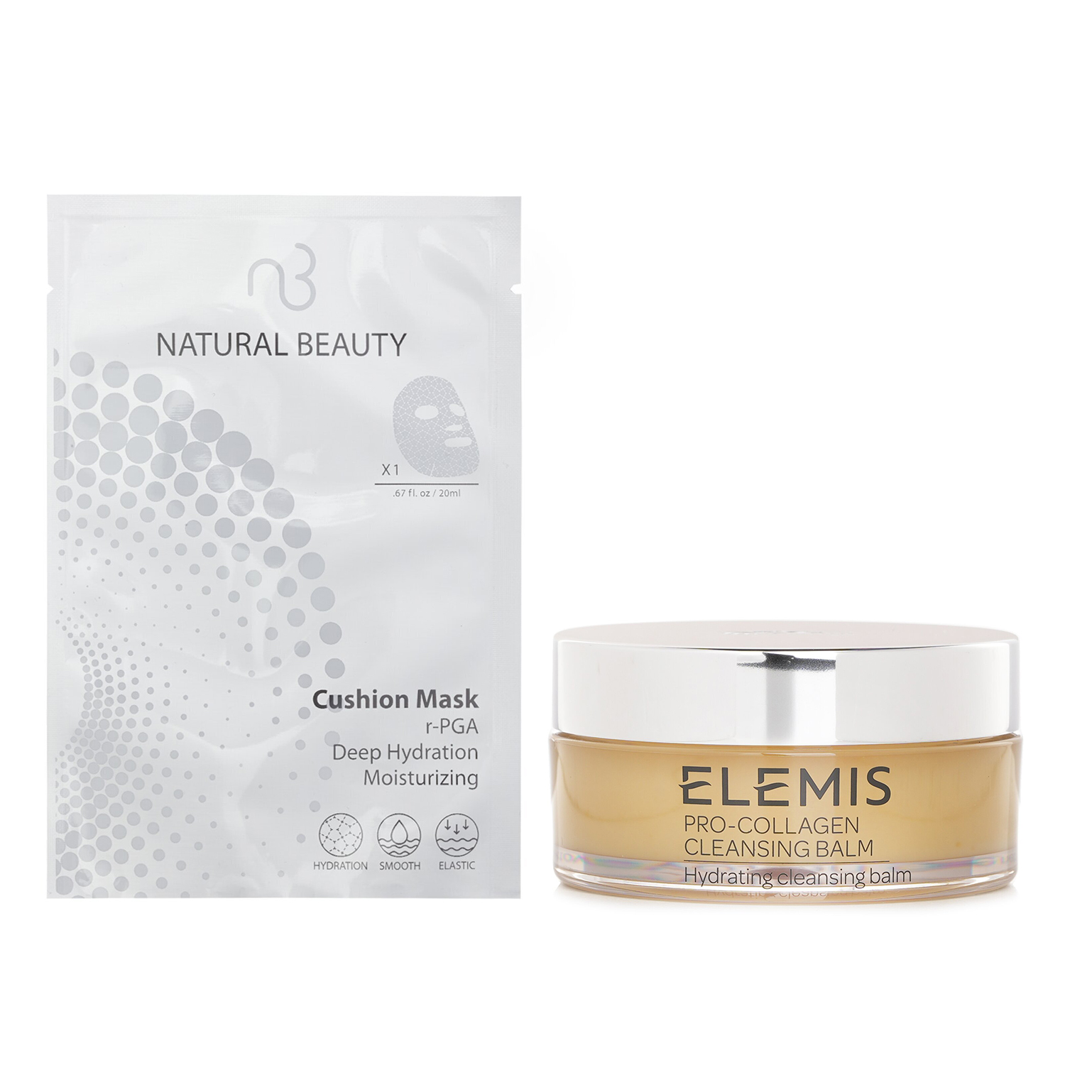 Elemis Elemis Pro-Collagen Cleansing Balm (Random Packaging) 100g X Natural Beauty r-PGA Deep Hydration Moisturizing Cushion Mask (Exp Date: 01/2026) 6x 20ml 2pcs