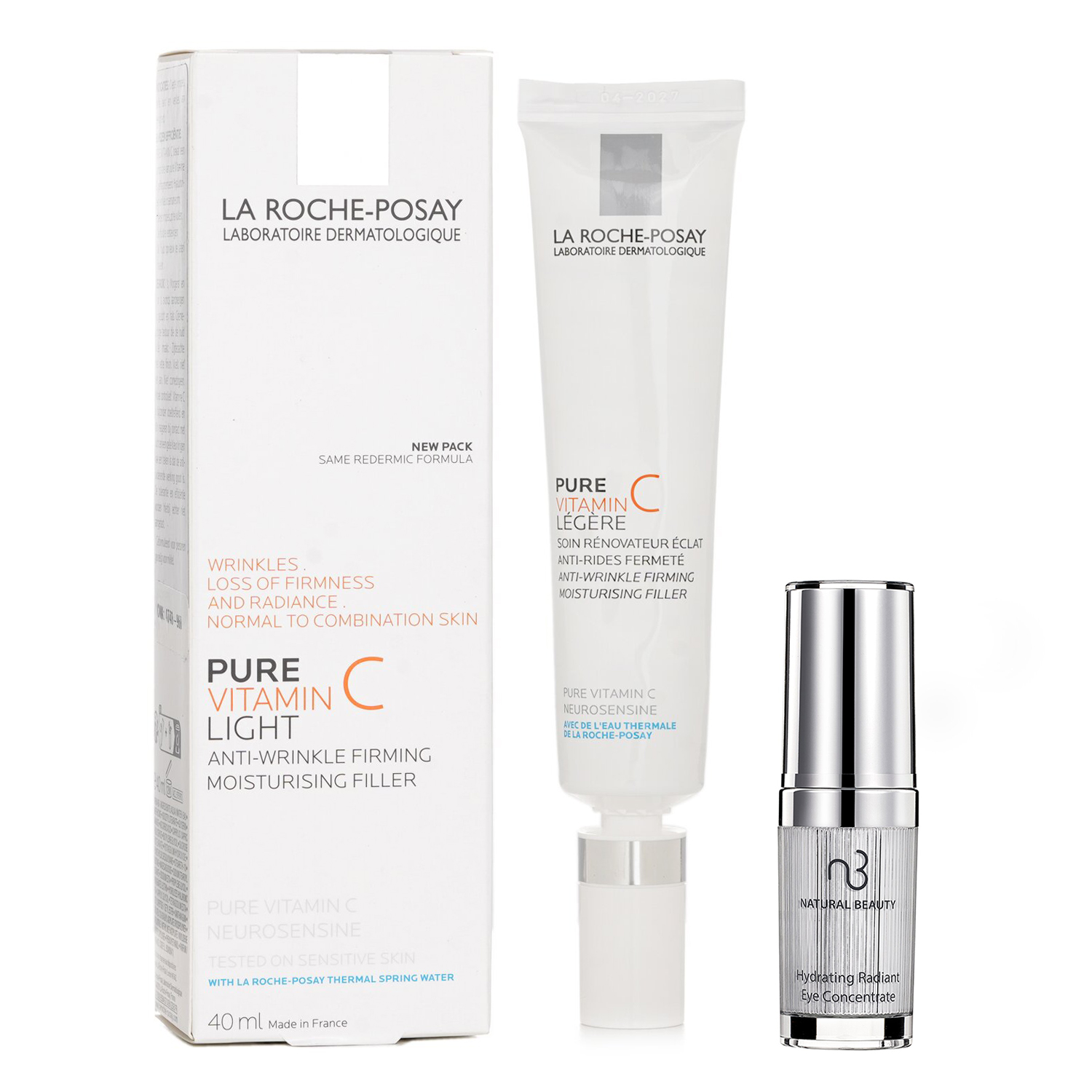 La Roche Posay La Roche Posay Pure Vitamin C Light Anti-Wrinkle Firming Moisturising Filler 30ml X Natural Beauty Hydrating Radiant Eye Concentrate (Exp Date: 02/2026) 15ml 2pcs