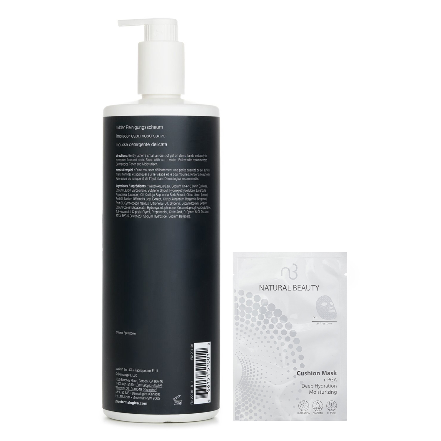 Dermalogica Dermalogica Special Cleansing Gel PRO (Salon Size) 946ml X Natural Beauty r-PGA Deep Hydration Moisturizing Cushion Mask (Exp Date: 01/2026) 6x 20ml 2pcs