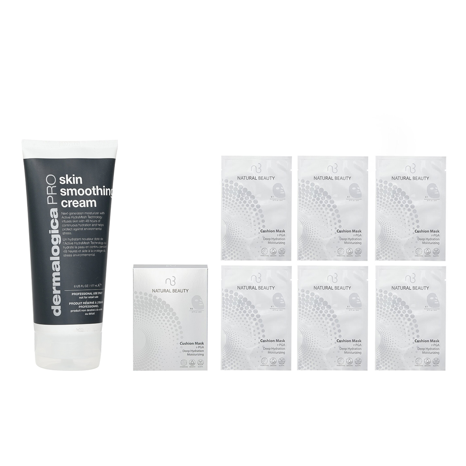 Dermalogica Dermalogica Skin Smoothing Cream PRO (Salon Size) 177ml X Natural Beauty r-PGA Deep Hydration Moisturizing Cushion Mask (Exp Date: 01/2026) 6x 20ml 2pcs
