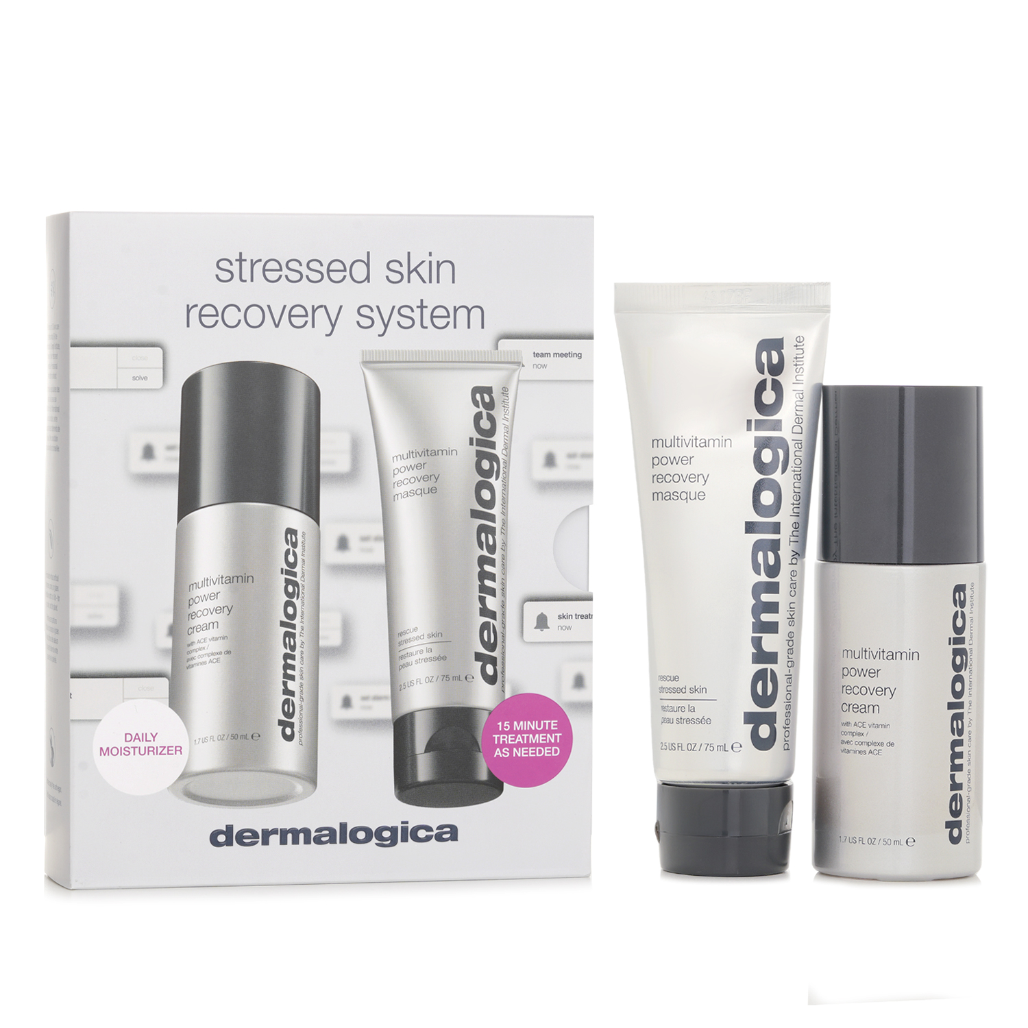 Dermalogica Stressed Skin Recovery System Set :MultiVitamin Power Recovery Cream 50ml +MultiVitamin Power Recovery Masque 75ml 2pcs