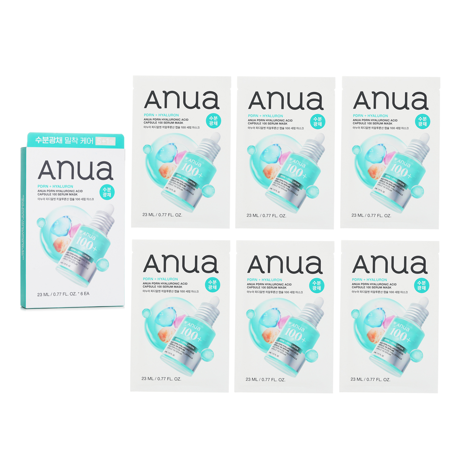 Anua PDRN Hyaluronic Acid Capsule 100 Serum Mask 6 x 23ml