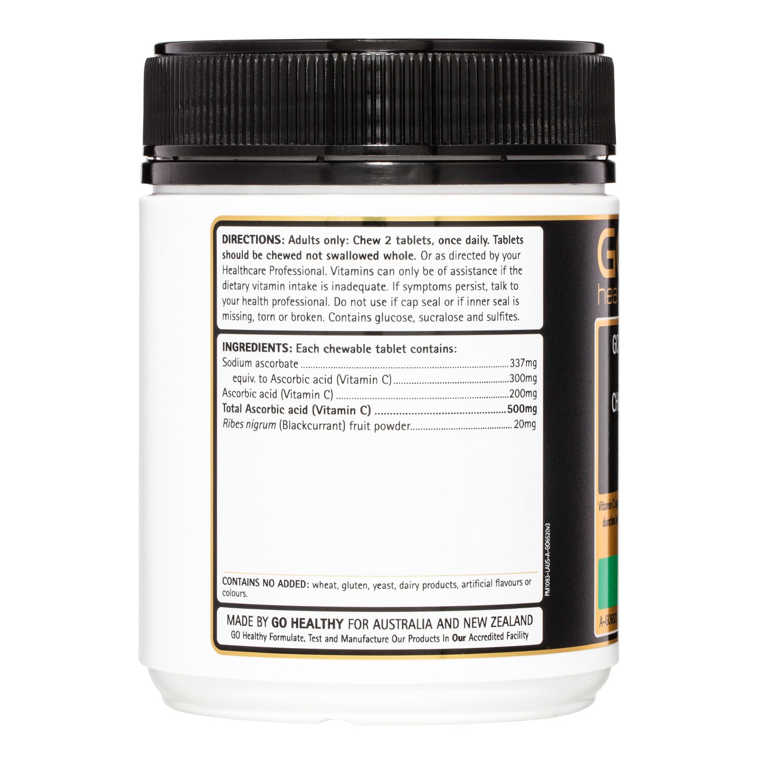 Go Healthy [Authorized Sales Agent] GO Healthy Go Vitamin C 500mg Blackcurrant Chewable Vitamin C - 200 Tablets 200pcs/box