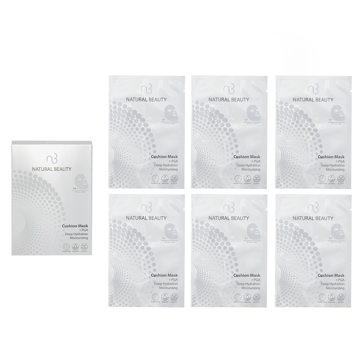 Natural Beauty r-PGA Deep Hydration Moisturizing Cushion Mask (Exp Date:6/1/2026) 6x 20ml/0.67oz