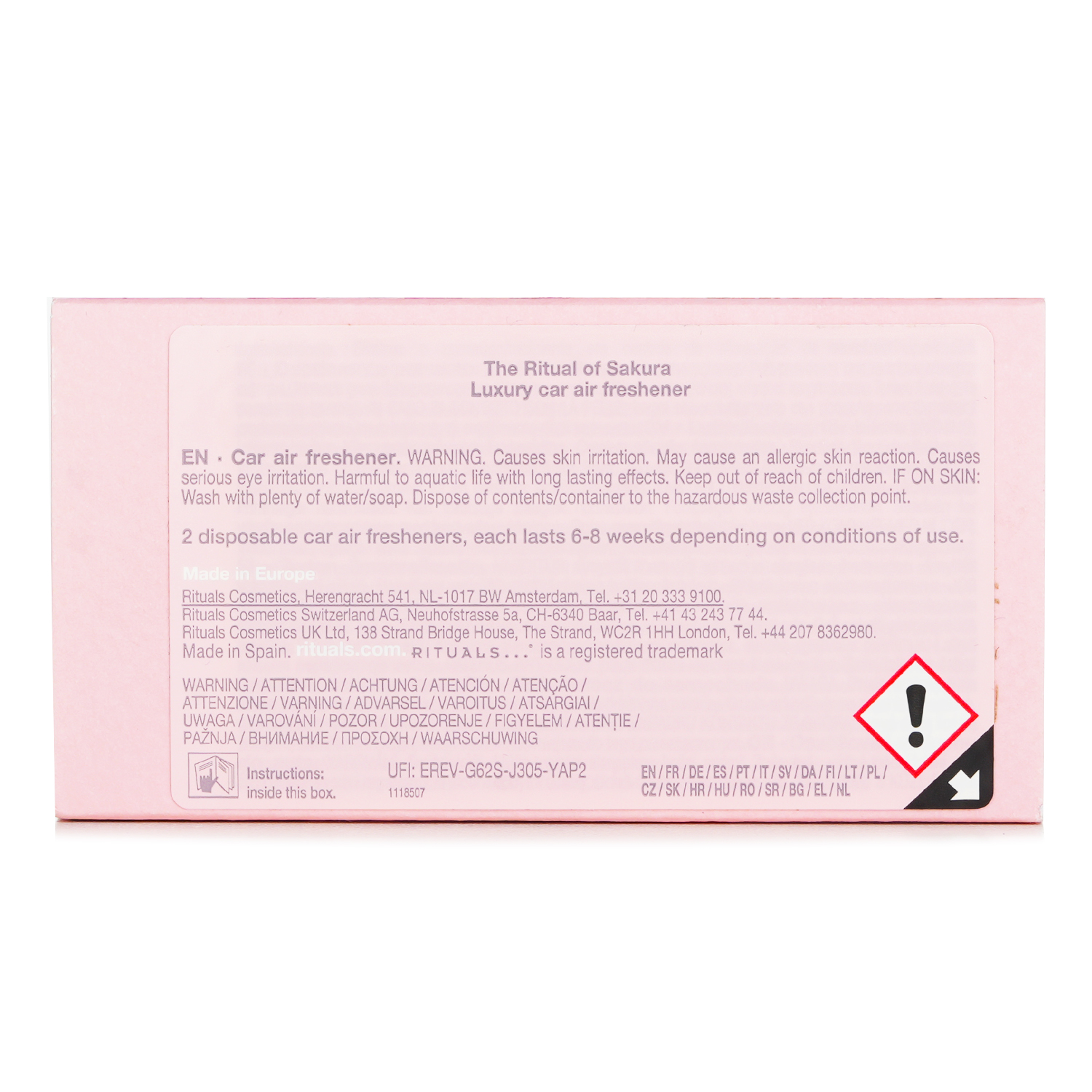 Rituals Luxury Car Air Freshener - Cherry Bloosom & Rice Milk 3g/0.1oz