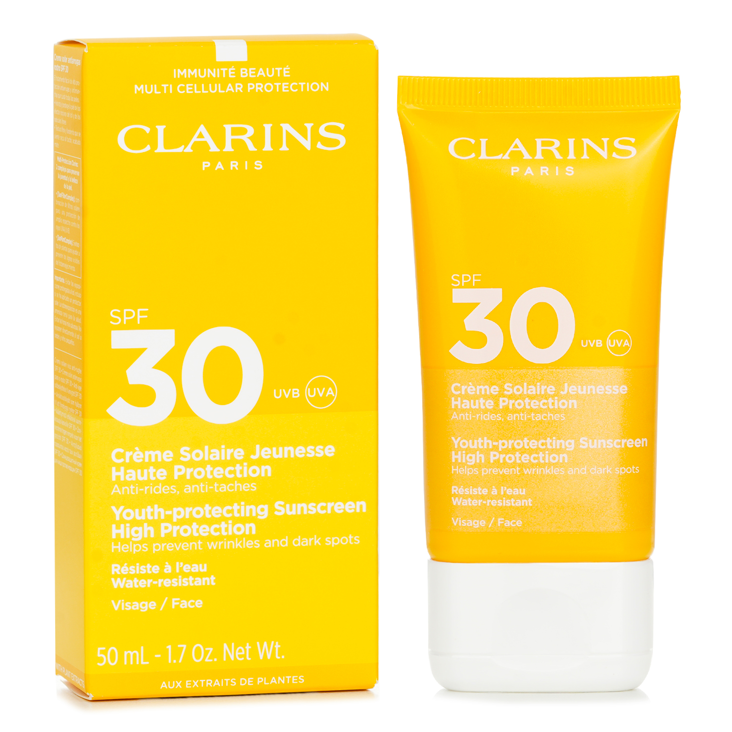 Clarins Солнцезащитный крем для лица Высокая защита SPF 30 (Защита молодости) 50ml