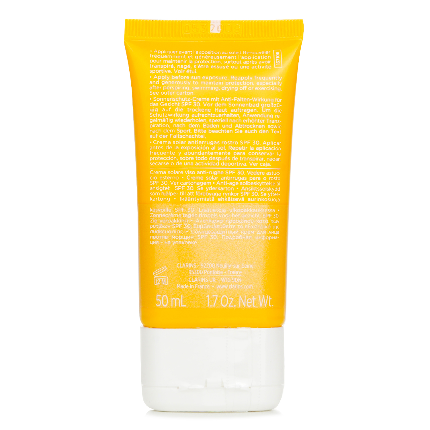 Clarins Солнцезащитный крем для лица Высокая защита SPF 30 (Защита молодости) 50ml